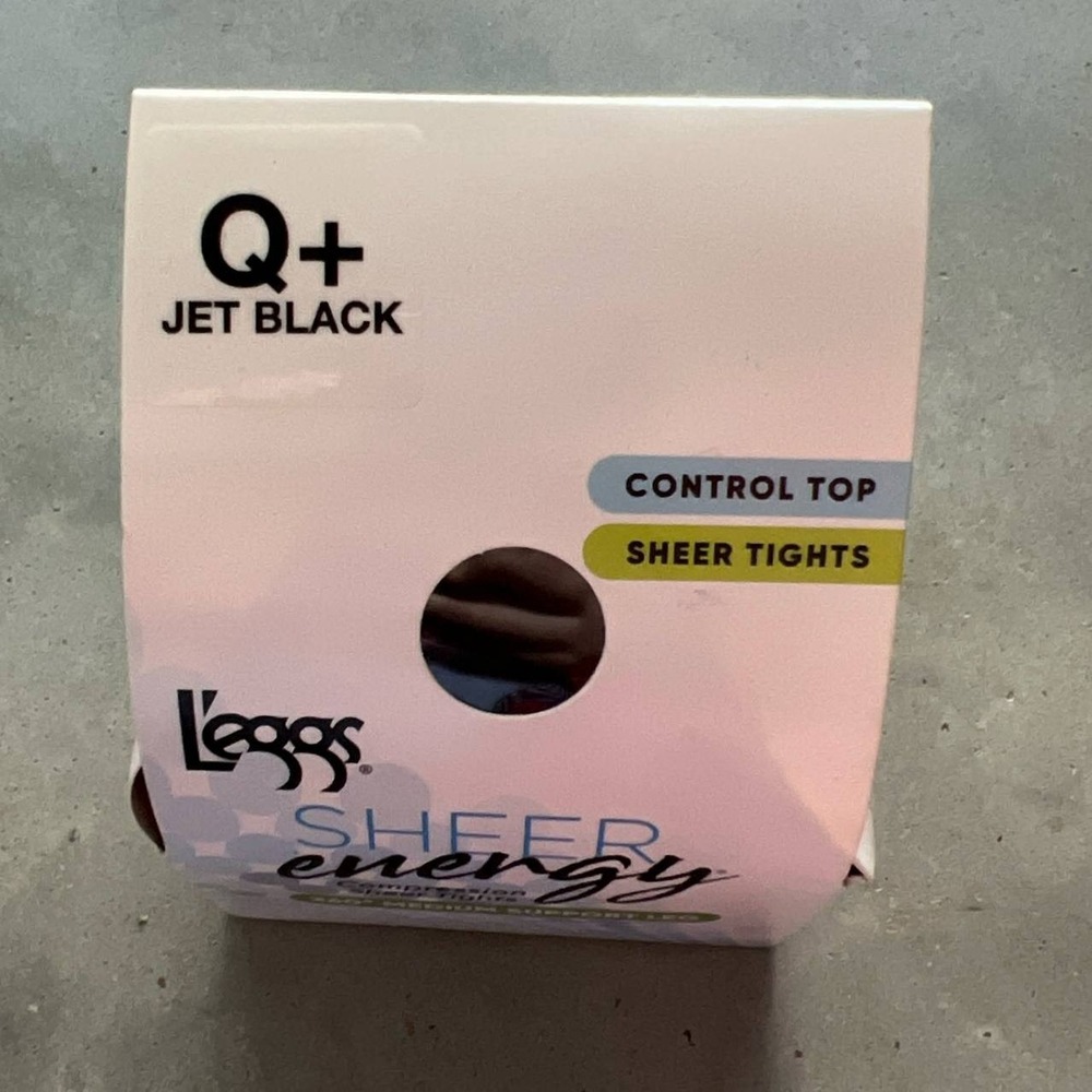 L'eggs Sheer Energy~360 Medium Support Leg~Compression Sheer Tights~Jet Black~Q+